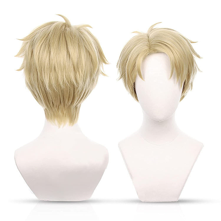 loid wig spy play house Lloyd Folger dusk side short men's golden yellow wig