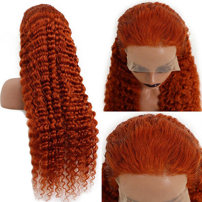 Front Lace Head Covering Ginger Ginger Orange Lace Front Foreign Trade Wigs Hot Sale Real Hair