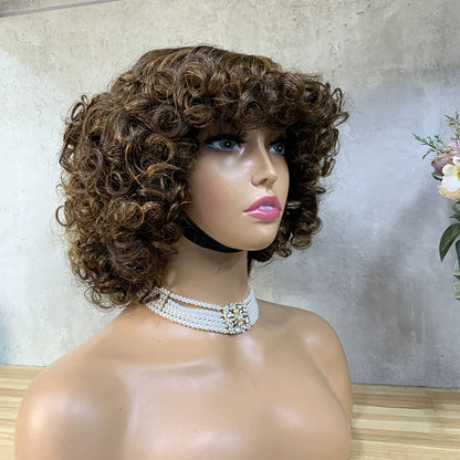 Full Mechanism Hair Set Real Hair Wig African Small Curly Hair Wig