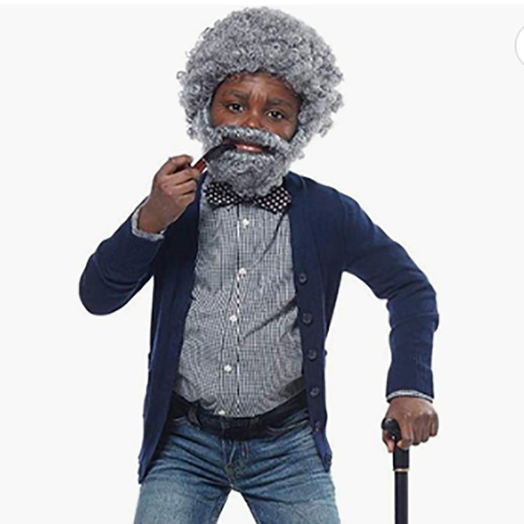 Old Man Wig for Kids Grandpa Gray Children's Ben Franklin Wig Headpiece Hot Sale