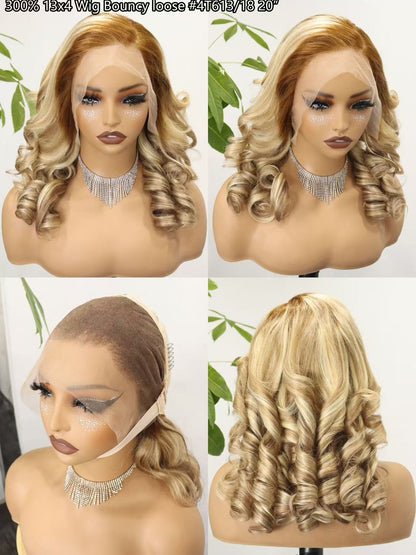 Real Hair Head Cover 300%13*4 Frontal Wig 100%human Hair