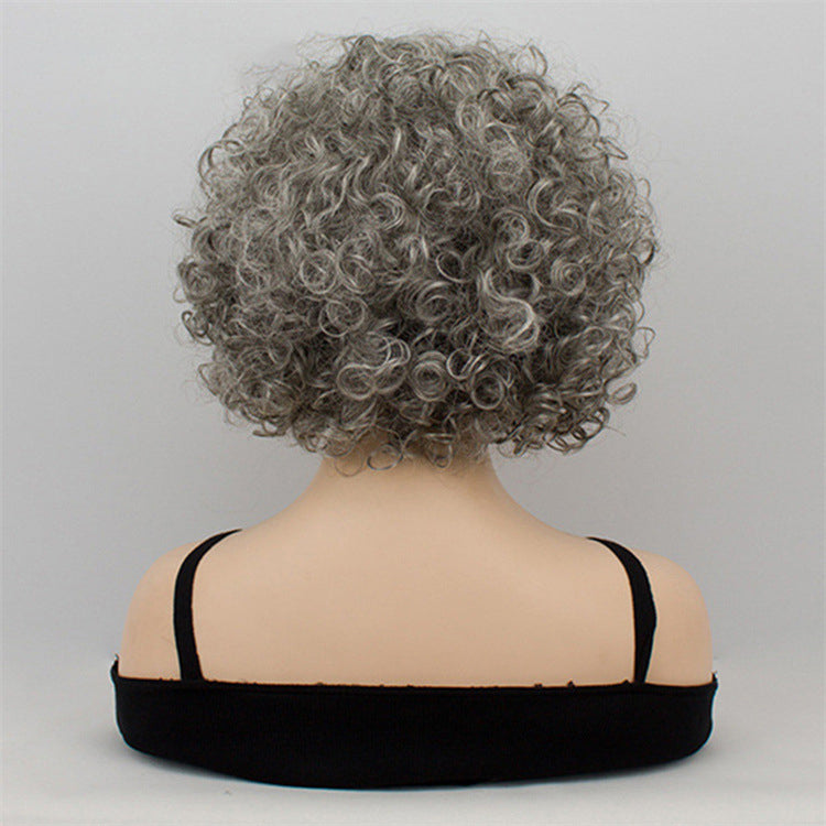 Gray wig with side part and Kanikaron fade, short curly hairpiece, 14 inches, wholesale Wig export trade abroad