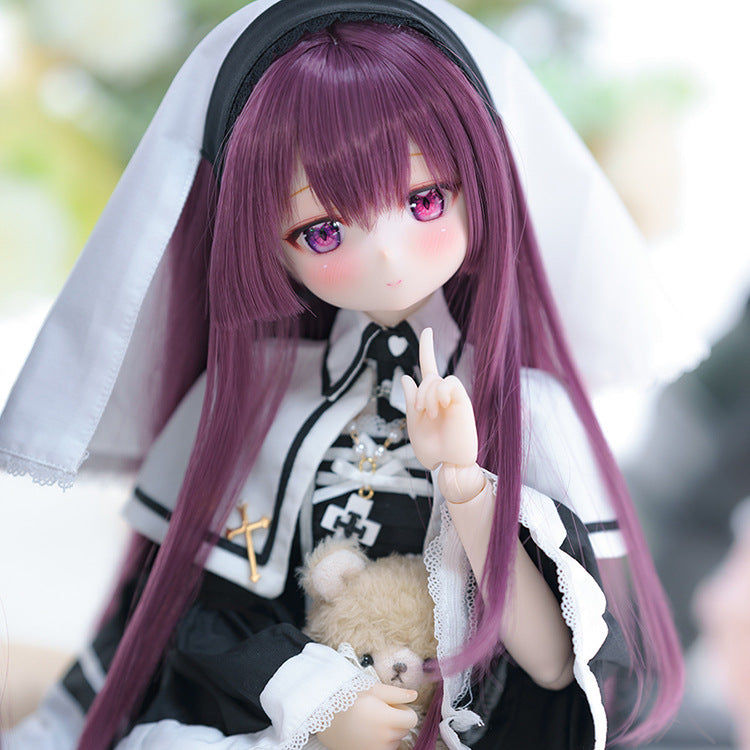 Bjd Wig Purple Princess Cut Long Straight Hair Secondary Three Points Soft High Temperature Silk Cos Wig Factory Wholesale