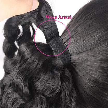 Real Hair Real Hair Wig Water Wave Ponytail velcro Ponytail