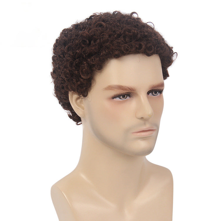 Exported to the U.S.: Kanikaren Synthetic Fiber Wig Cap for Overseas African-Style Men's Short Curly Buzz Cut Wig