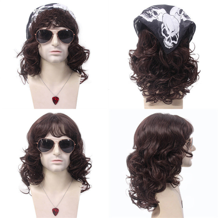 Export Wigs Amazonhairwigformen 80s Retro Hippie Wig Set Men's Wig Kit