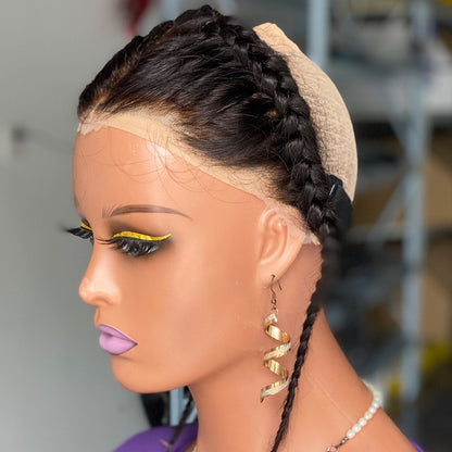 13x4 Bleached Knot Lace Frontal Braid Front Closure Chunks of Real Hair