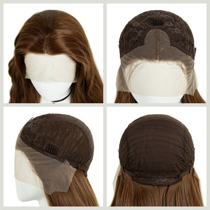 13x3 HD Lace Wig Free-parting Brown 80cm Long Curly Hair Female Front Lace Wig