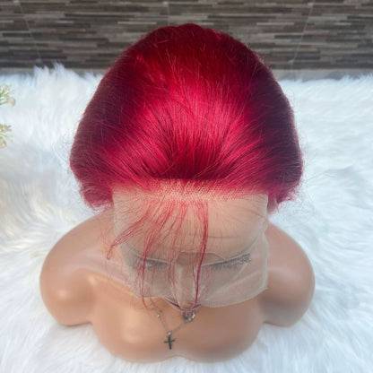 Front Lace Wig Front Lace Wig 13X4 Burgundy BUG Curvy Hair Head Cover Body Wave Hair
