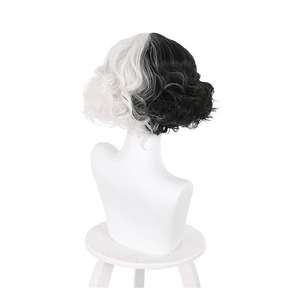 Cruella Deville Wig Half Black Half White Halloween Wig