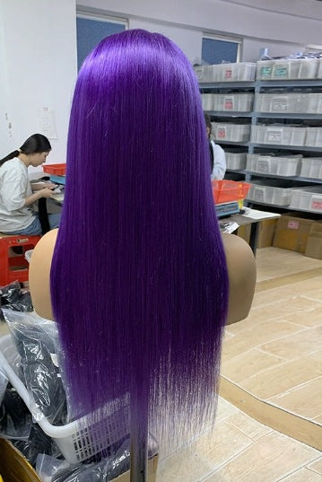 Purple 13*4 Full Lace Frontal Human Hair Wigs Real Hair Wigs