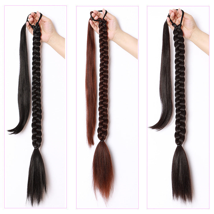 Export Trade Wig Ponytail Braided Style Wig Ponytail Extension Three-Strand Braid Export Trade Wig Ponytail Braided Hair Extension