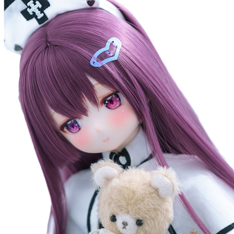 Bjd Wig Purple Princess Cut Long Straight Hair Secondary Three Points Soft High Temperature Silk Cos Wig Factory Wholesale