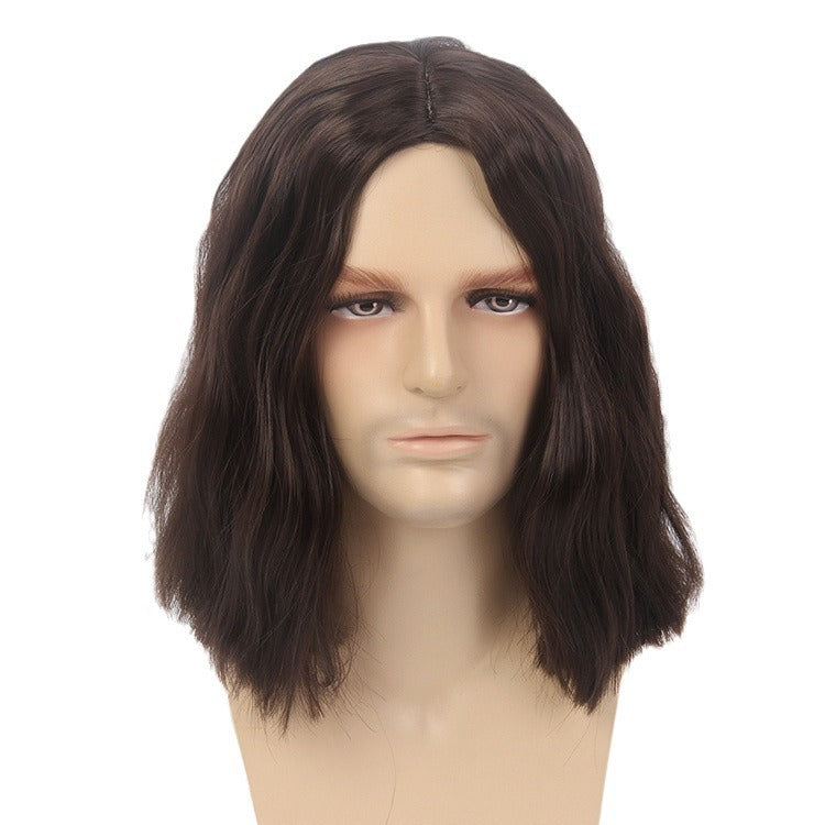 70's Rock Disco Men's Performance Wig Middle Parting Male Synthetic Fiber Wig