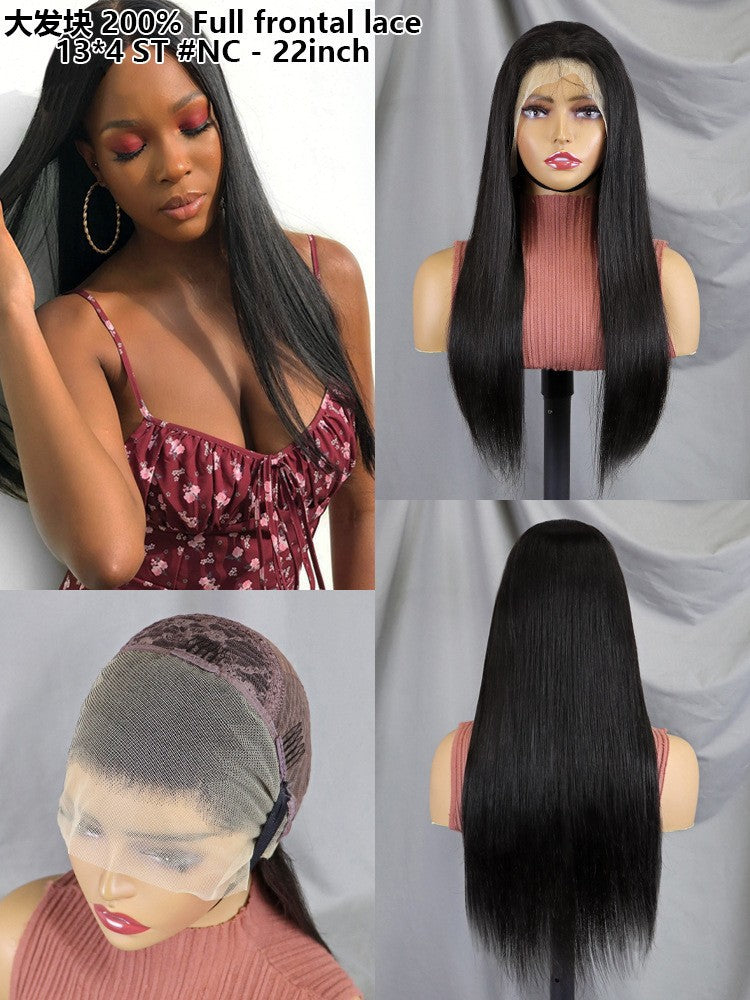 13x4 Full Frontal ST Human Wig Cross Border Real Hair