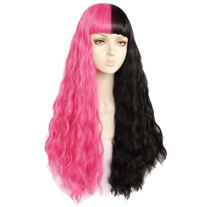 Wig Melanie Martinez Half Pink Half Black Qi Liu Cross Border Wig