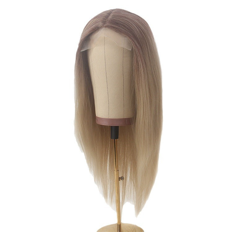 613 imported silk wig gradient lace wig European and American female lace headpiece long hair forehead lace hand hook wig