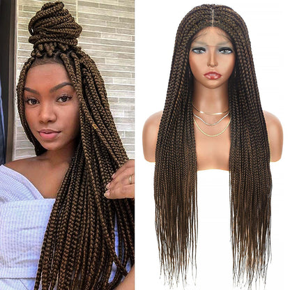 Braid Head Covers Long Straight Hair Hand Hooked Front Lace High Temperature Silk Full Head Covers