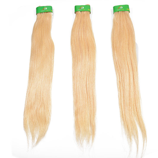 Peluca de cabello rubio real con cortina, venta al por mayor, gran oferta. 