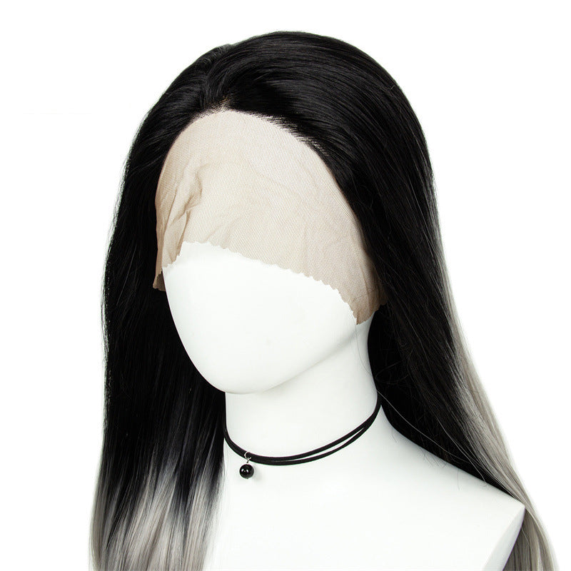 Gray Gradient 32inch Large Area 13x3 Half Hand Hook Front Lace Wig