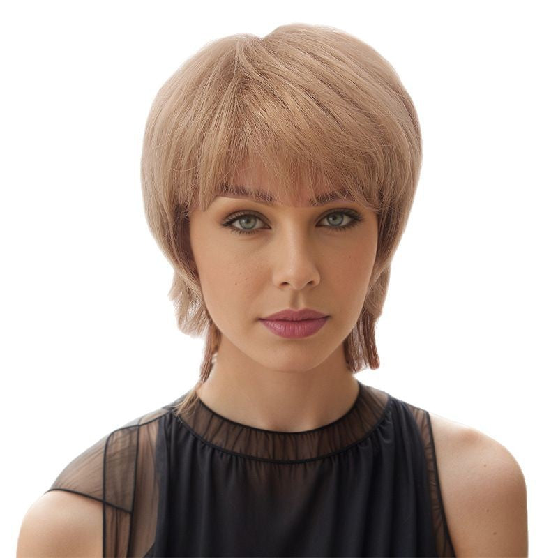 wish Hot-selling wig Yellow realistic natural side-parted bangs short wig
