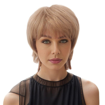 wish Hot-selling wig Yellow realistic natural side-parted bangs short wig
