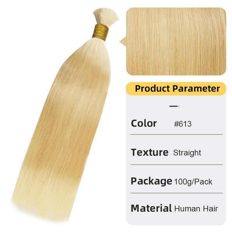 Straight Real Hair Handle Strand Crystal Wire Wig Can Be Permed and Dyed Straight Hair Handle Foreign Trade Human Hair