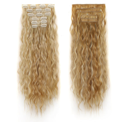 6 Sets Clip in Hair Extension 24inch Elastic Hair Wig Clips