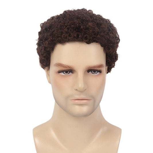 Exported to the U.S.: Kanikaren Synthetic Fiber Wig Cap for Overseas African-Style Men's Short Curly Buzz Cut Wig