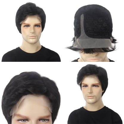 Wig Hand Hook Front Lace Black Simulation Human Hair Chemical Fiber Wig