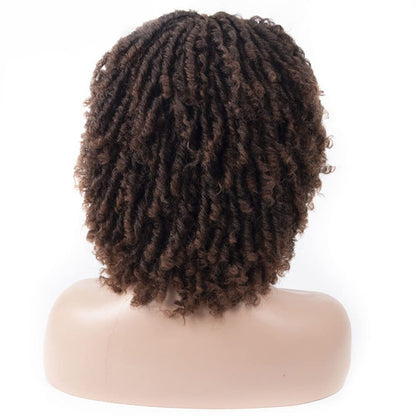 European and American dirty braid wig new arrival Amazon afro export foreign trade brown with bangs short curly wig