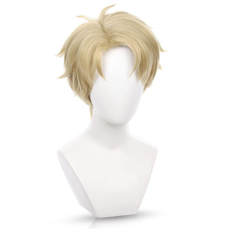 loid wig spy play house Lloyd Folger dusk side short men's golden yellow wig