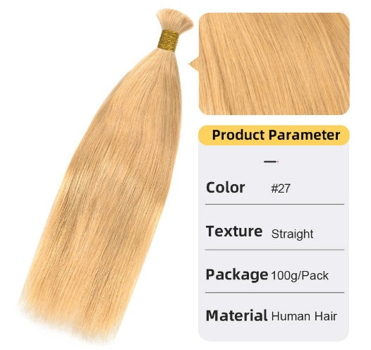 Straight Real Hair Handle Strand Crystal Wire Wig Can Be Permed and Dyed Straight Hair Handle Foreign Trade Human Hair