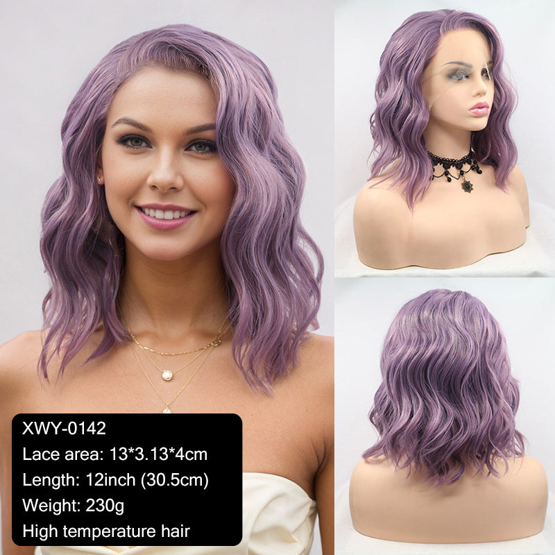 Export Bestseller to Europe & America 13_4 Lace Wig Hand-Crocheted 35cm Short Curly Women's Hand-Crocheted Synthetic Red Wig Factory Price