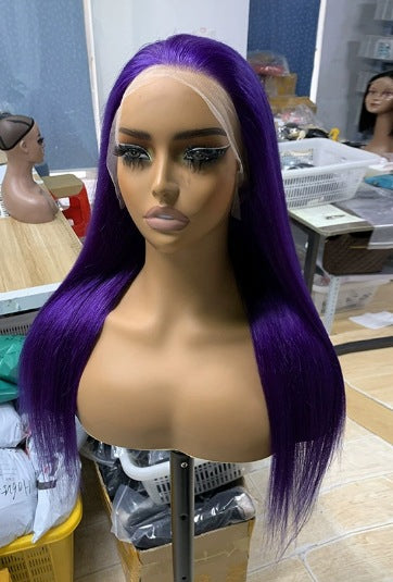 Purple 13*4 Full Lace Frontal Human Hair Wigs Real Hair Wigs