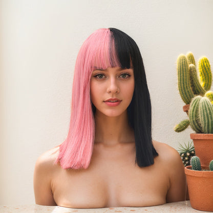 Wig Melanie Martinez Half Pink Half Black Qi Liu Cross Border Wig