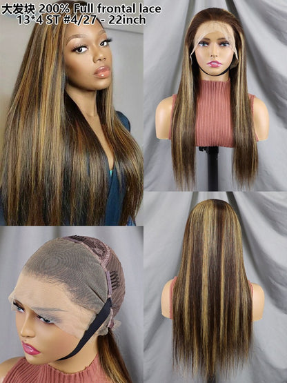 13x4 Full Frontal ST Human Wig Cross Border Real Hair