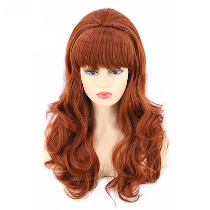 cos party wig rose net pink top hat cross-border festival long curly hair set Christmas high temperature wire headpiece