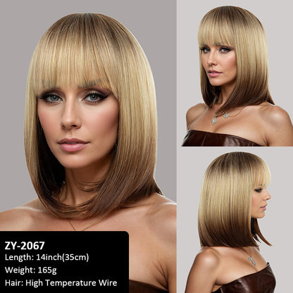 Hot Seller Wig air Broken Cap Bangs Female Group High Temperature Hair Wig