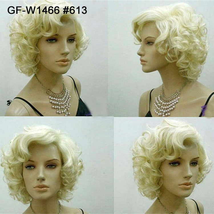 British Golden Retro Black Brown Marilyn Monroe Wig Female