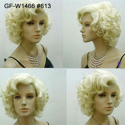 British Golden Retro Black Brown Marilyn Monroe Wig Female