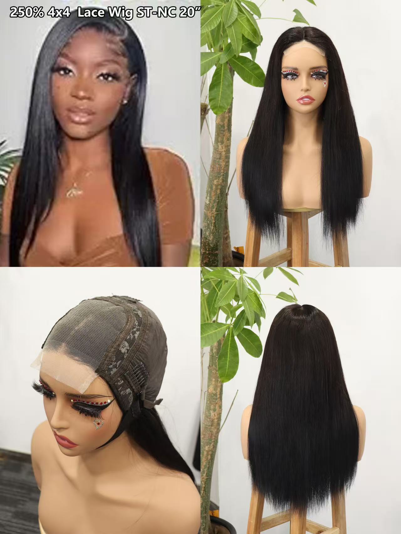 Wig Real Hair Front Lace Head Cover 250% 4x4 Lace Wig 100% Human Hair