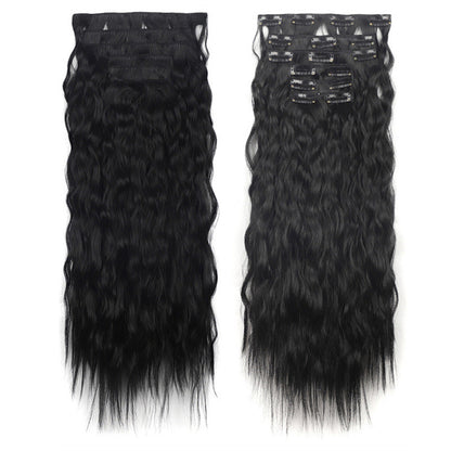 6 Sets Clip in Hair Extension 24inch Elastic Hair Wig Clips