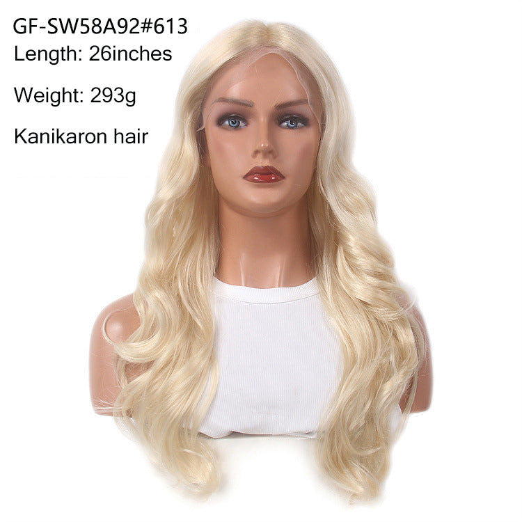 White-gold curly wig with light-colored bangs 13*4 Japanese imported hair strands