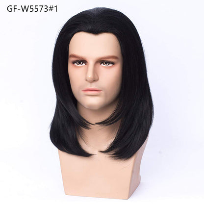 70s80s Men's Vintage Cos Wigs Black Beauty Tip Halloween Wigs