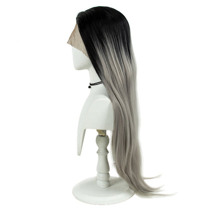 Gray Gradient 32inch Large Area 13x3 Half Hand Hook Front Lace Wig