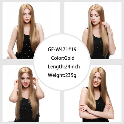 Long Blonde Wig For Woman Kanekalon Synthetic Hair Wigs