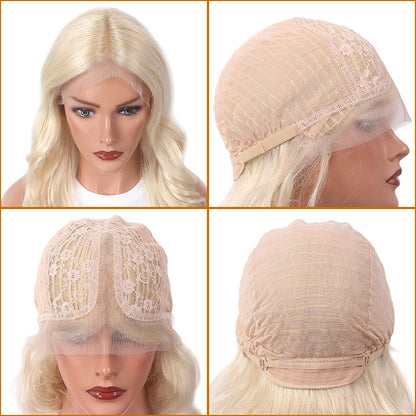 White-gold curly wig with light-colored bangs 13*4 Japanese imported hair strands