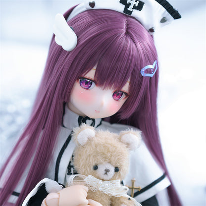 Bjd Wig Purple Princess Cut Long Straight Hair Secondary Three Points Soft High Temperature Silk Cos Wig Factory Wholesale