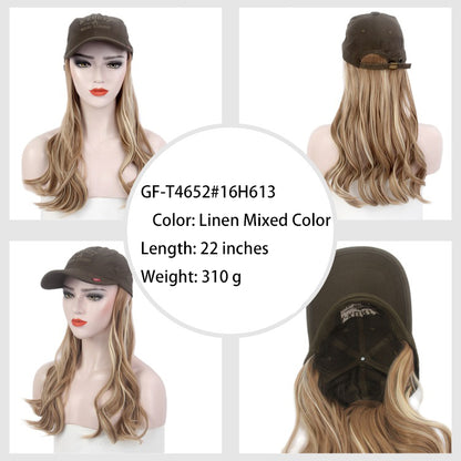 Export European & American Style Winter Women's Hat & Wig Set Long Curly 613 Blonde Wig Hat Set